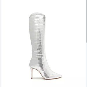 ISO Schutz Maryana Silver Metallic Crocodile-embossed Boots